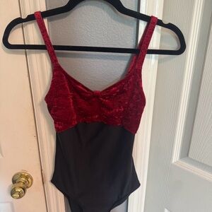 red and black leotard